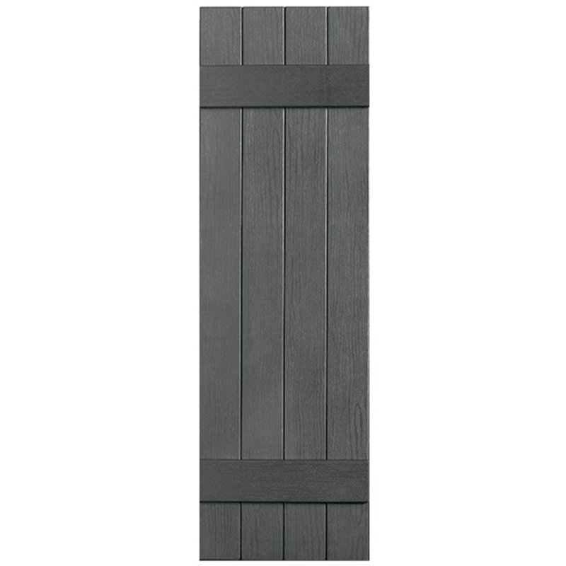 Paire de volets en vinyle fermés à deux lattes et quatre planches, 28 po, Gris