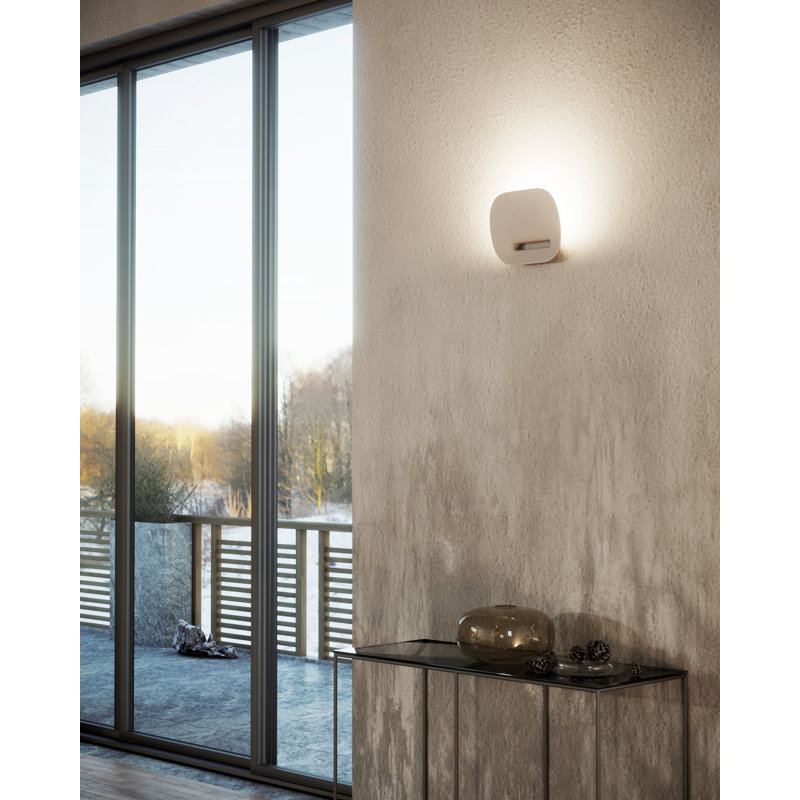 LED Flush Mounted Sconce, White Glazed