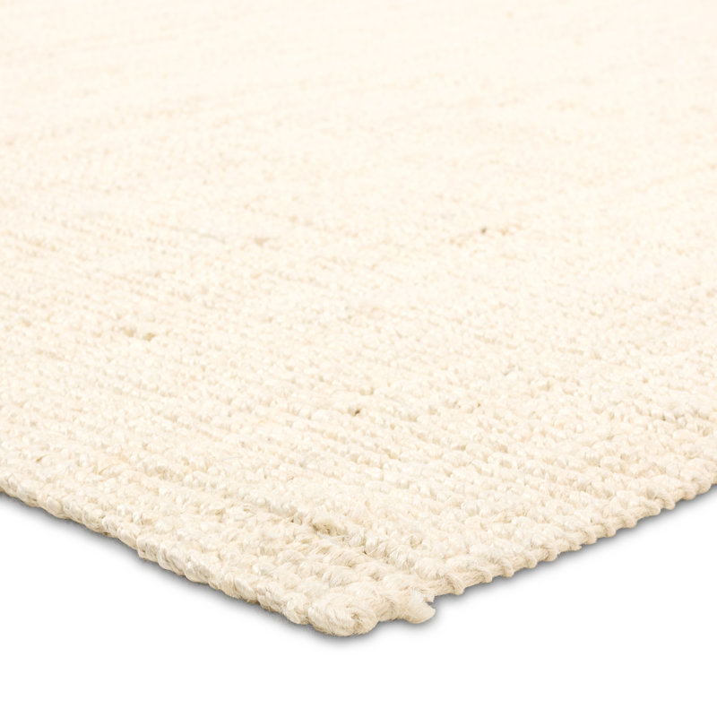 Ebern Designs Camilo Handmade Solid Ivory Area Rug, Rectangle 9' x 12'
