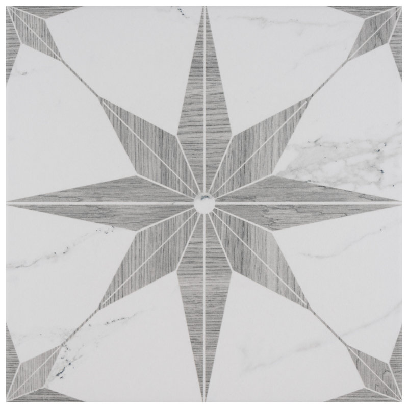 Llama Stella Loire 10" x 10" Porcelain Marble Look Wall & Floor Tile, Silver Smoke