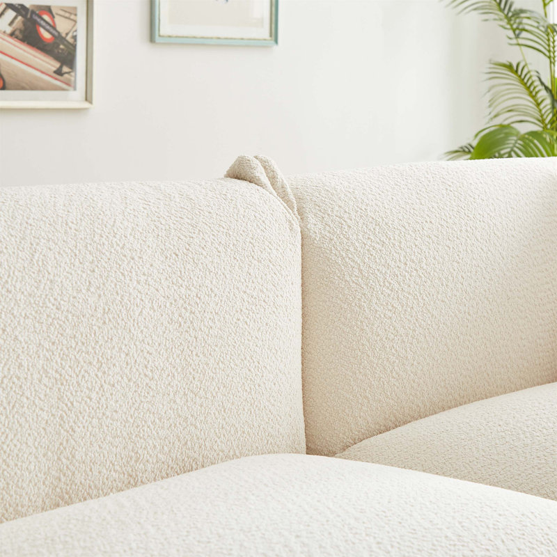 Causeuse surdimensionnée avec revêtement en sherpa, pieds en métal et 2 coussins pour un confort douillet dans le salon
