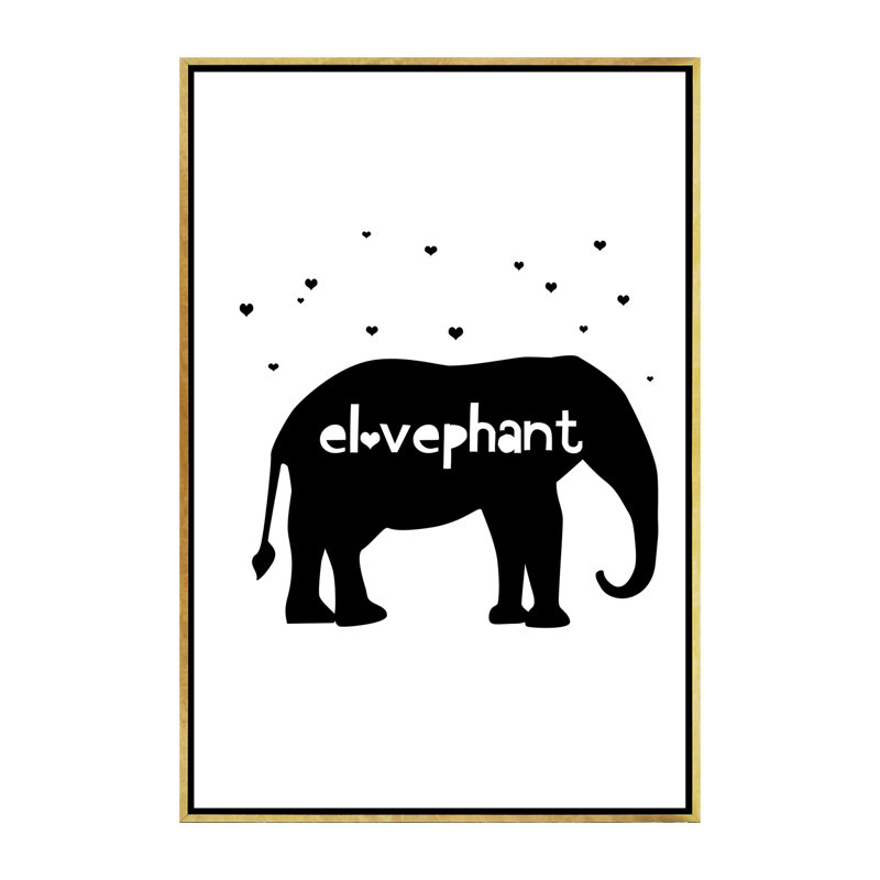 Éléphant, art sur toile, H 60 po x l 40po x P 1,5 po, Toile encadrée d'or