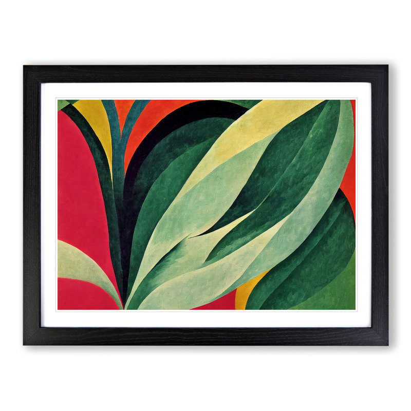 Bold Leaf Abstract - Single Picture Frame Painting, Black Framed, 46cm H x 64cm W x 2cm D