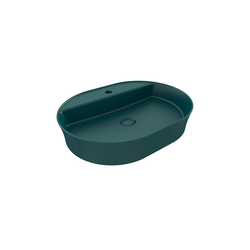 Sottile Slim Line Countertop Basin - 60x45cm, Matte Petrol Blue