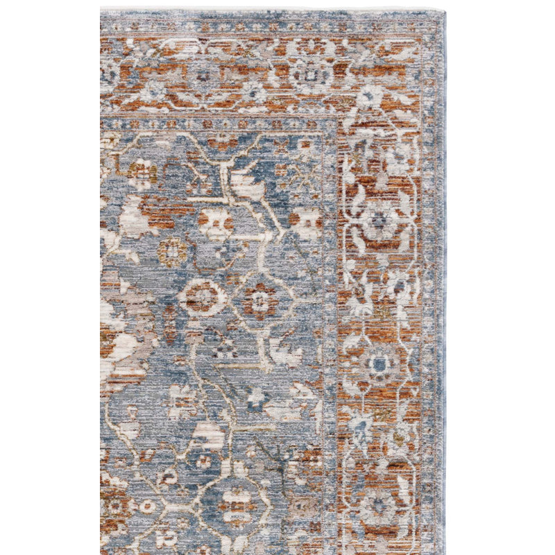 Tapis gris / bleu Heirloom 728, Rectangle 4 pi x 6 pi