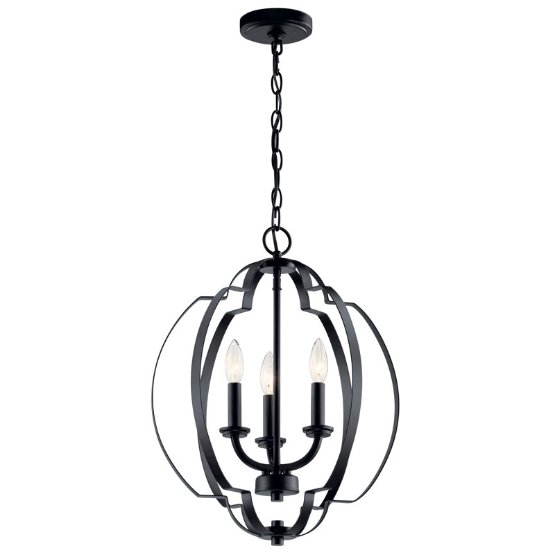 Lustre géométrique à 3 lumières de style bougie , Noir