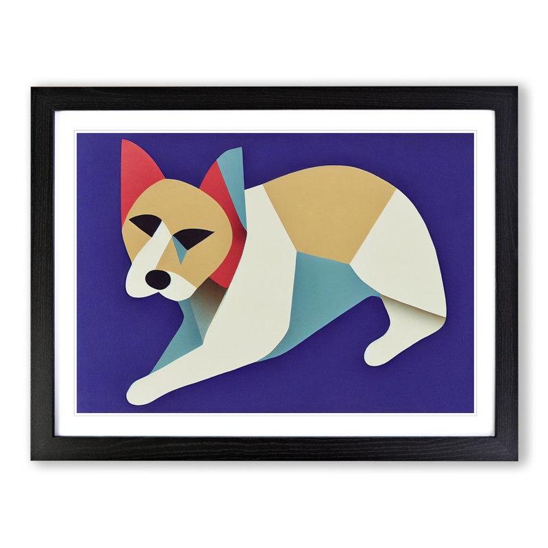 Dog Abstract - Single Picture Frame Print, 46cm H x 64cm W x 2cm D, Black