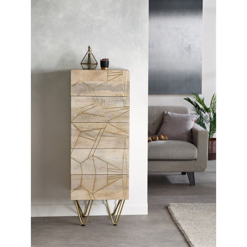 Ryo 45cm W 5 - Drawer Chest of Drawers, Cream