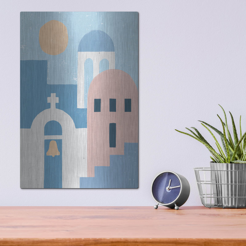 Art mural luxueux «Santorini Summer 2» par Moira Hershey, H 16 po x l 12 po