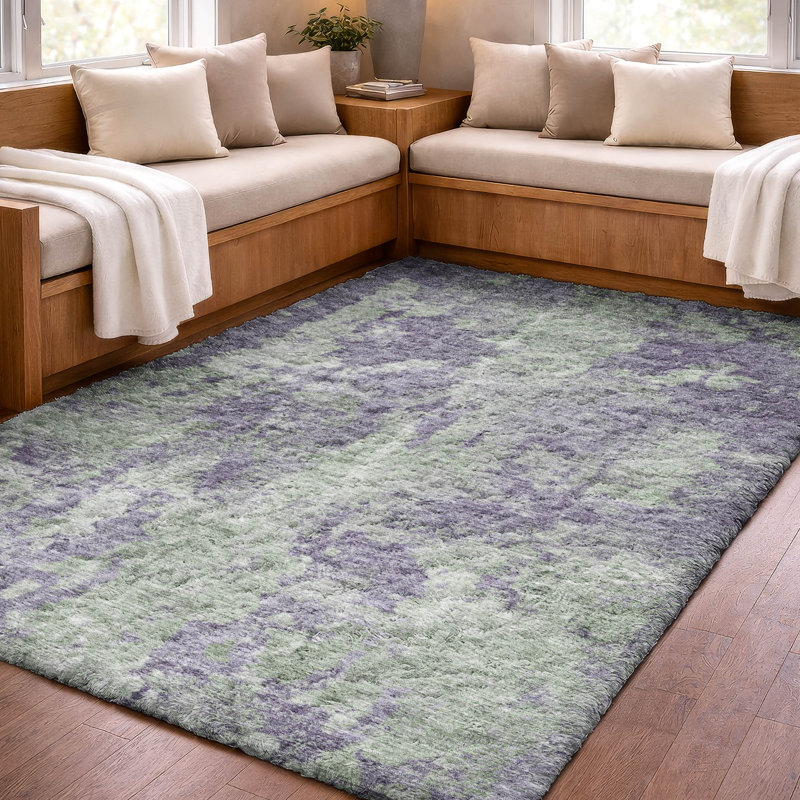 Tapis à poil long de qualité supérieure lavable à la machine ADS573, Purple, 5' x 7'6"