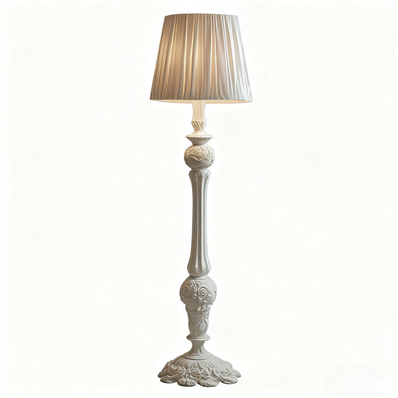 Lampes sur pied en résine blanche et tissu