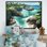 Vue aérienne côtière de l'île, sérénité, art mural tropical côtier