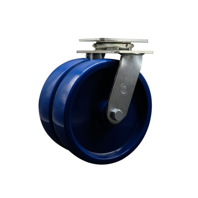 8 Inch Dual Solid Polyurethane Wheels Swivel Caster with Roller Bearing SCC