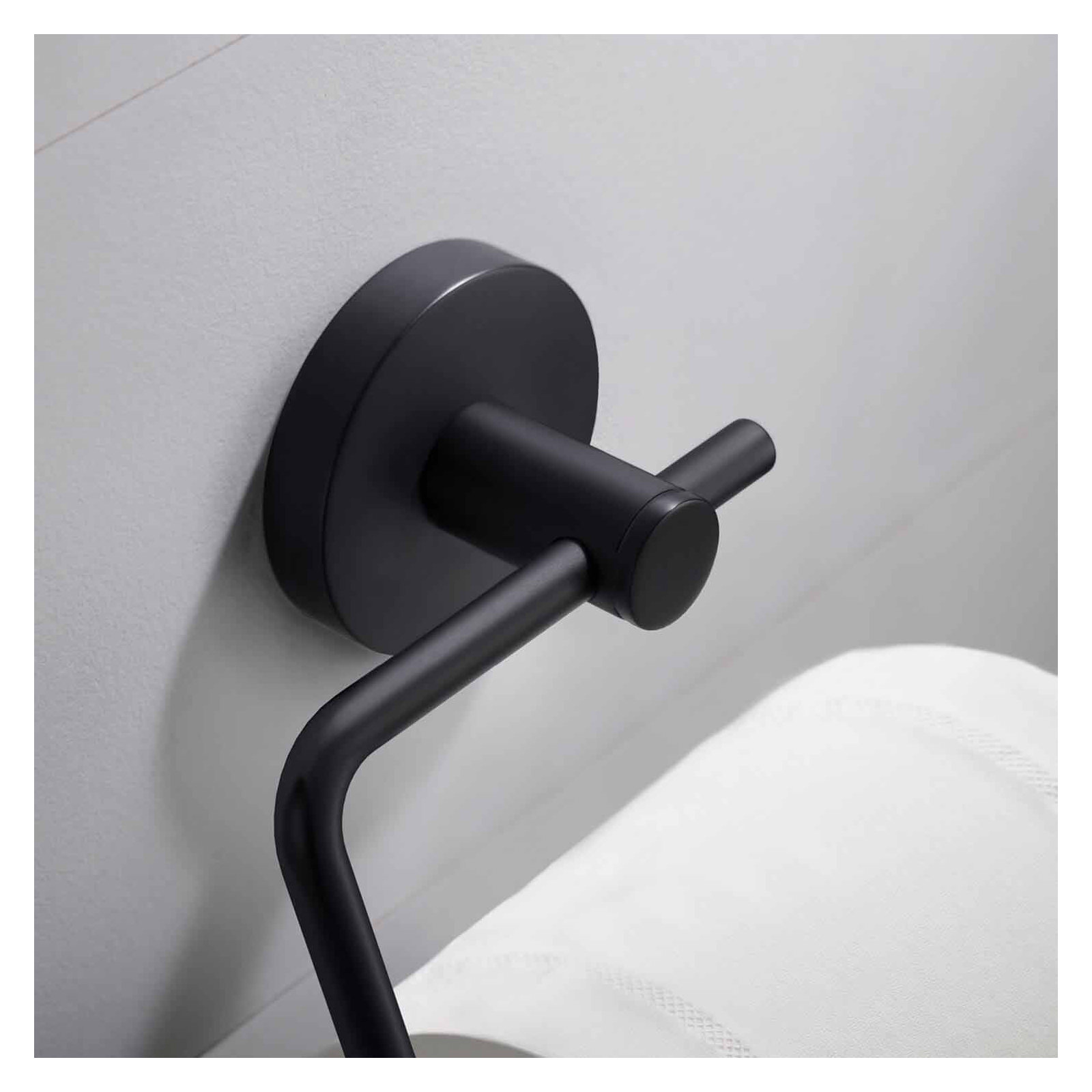 Circular Toilet Paper Holder, Matte Black