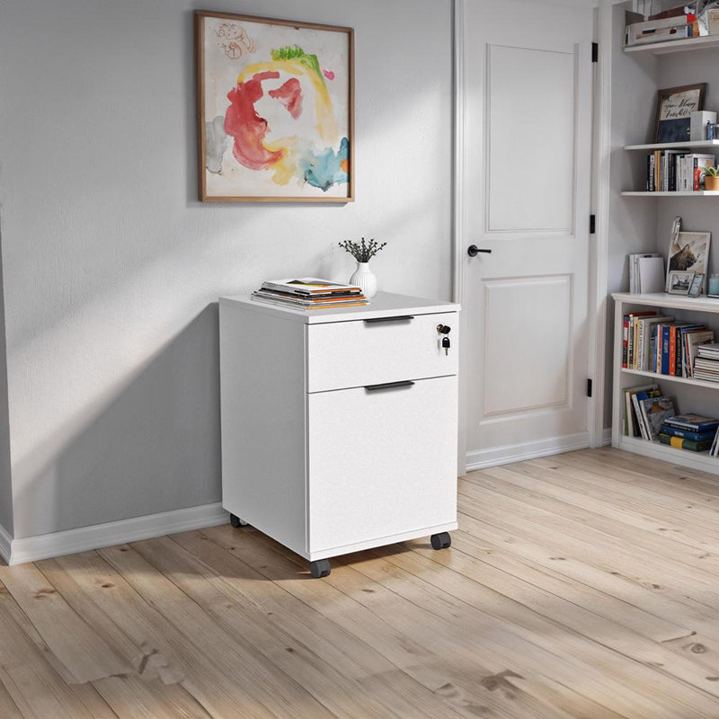 Rio Mobile Office Storage Cart With Lockable Drawer - Anthracite Grey or Matt White, White
