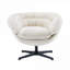 Fauteuil club pivotant à 360 degrés, siège d'appoint pour coin lecture de bureau à domicile, chenille beige avec base en métal noir