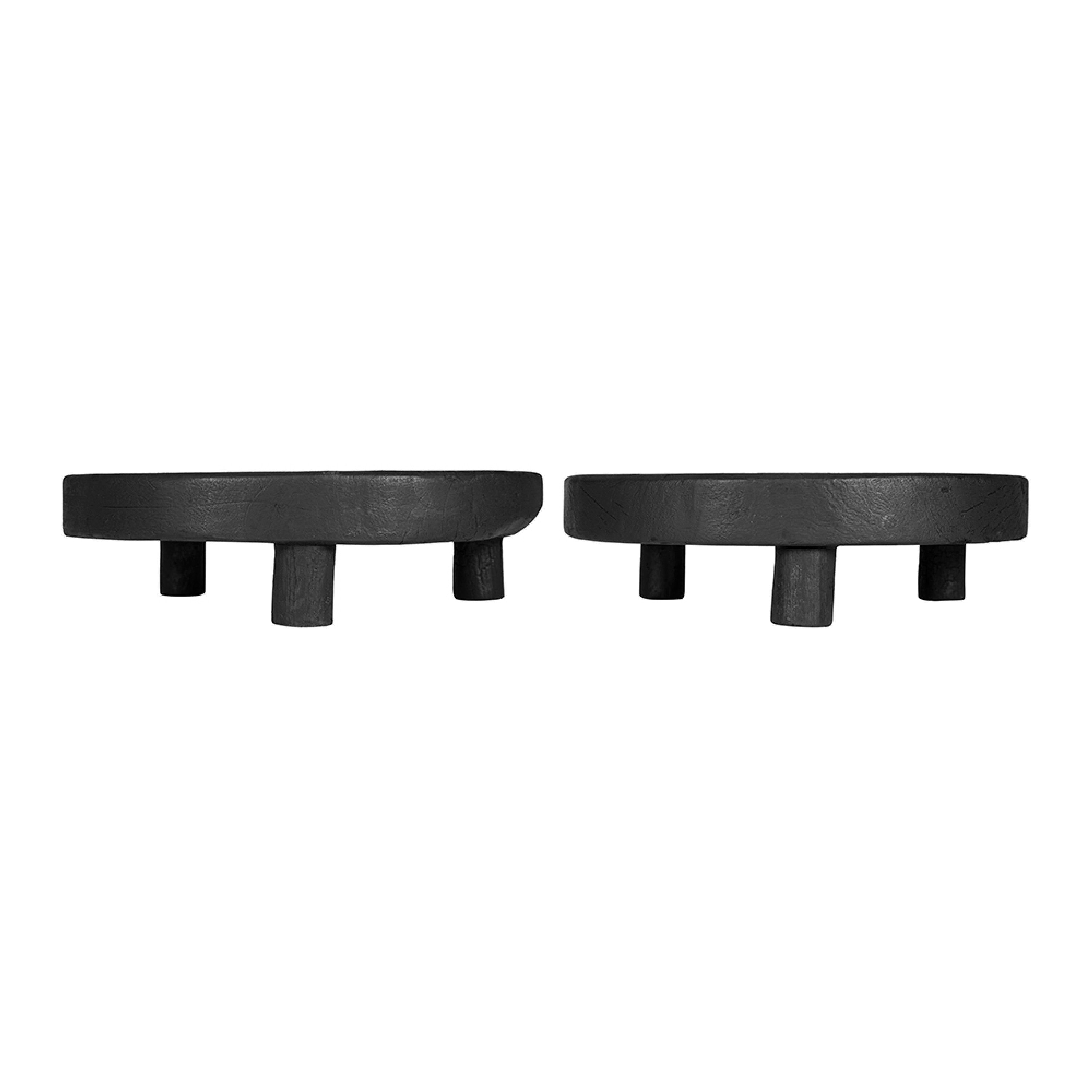 Benjara 12 Inch Display Stand Set Of 2, Footed Tripod Legs, Black Teak ...