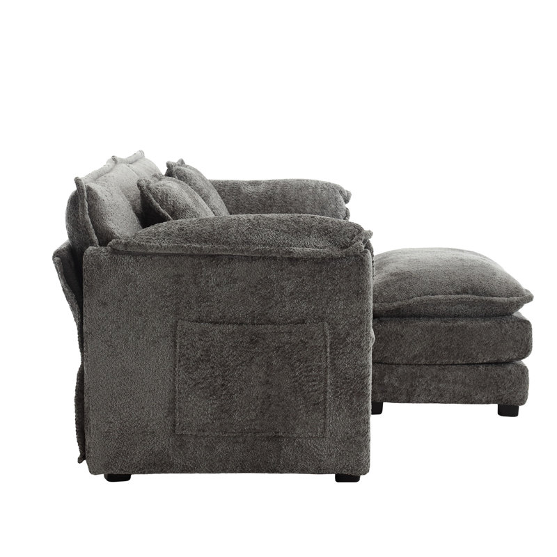 Chenille élégante avec siège double et rangement pour accoudoirs