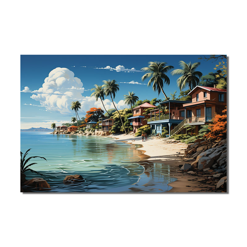 Beach Tropical Vibes - Coastal Beach, reproduction d'art sur toile encadrée