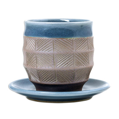 Tasse et soucoupe en céramique Comfort Etches Celadon