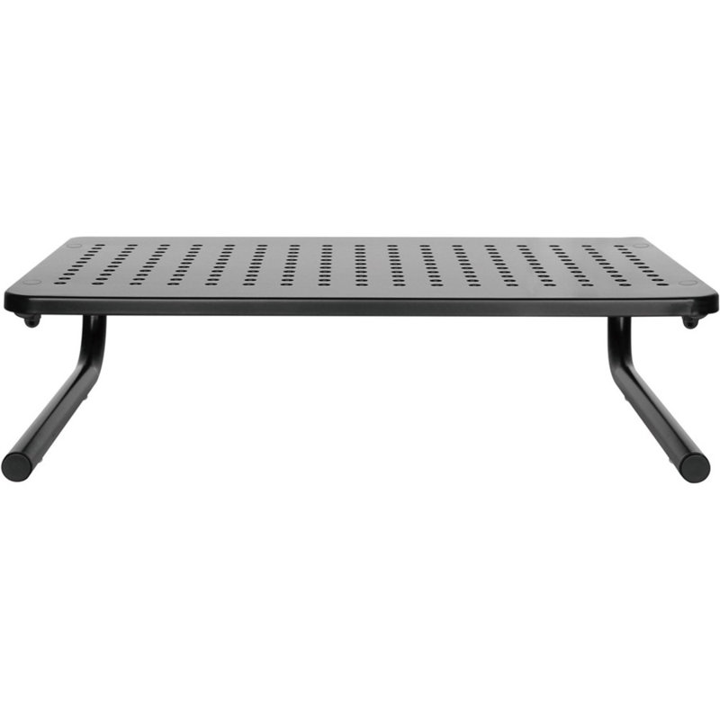 Black Steel Height-Adjustable Desktop Monitor Stand
