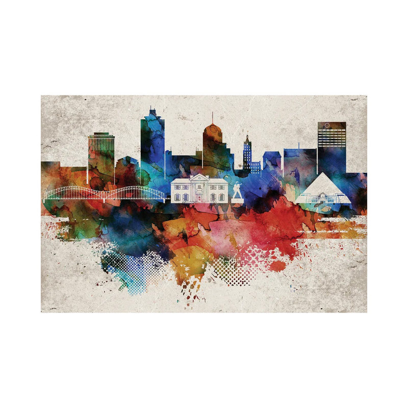 Memphis Abstract Skyline by WallDecorAddict - Wrapped Canvas Print, 20.32cm H x 30.48cm W x 1.905cm D