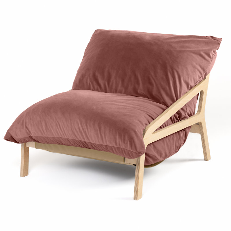 Méridienne avec coussin Wood, Velours rose
