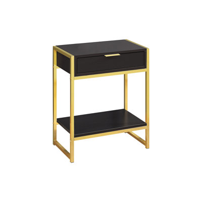 Accent Table, Side, End, Nightstand, Lamp, Storage Drawer, Living Room, Bedroom  Laminate, Metal, Contemporary, Modern