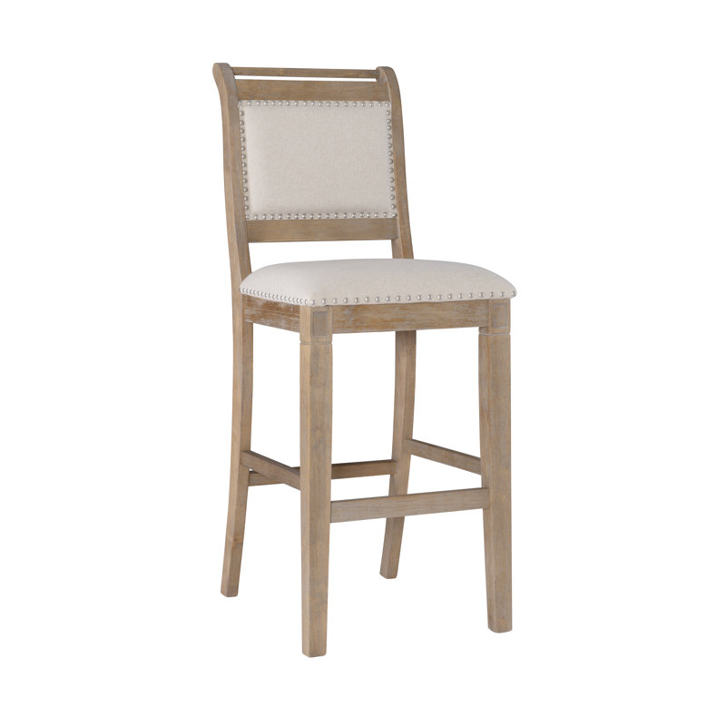 Tabouret de bar et de comptoir rembourré Eidson, Tabouret de bar (siège d'une hauteur de 30 po), Naturel