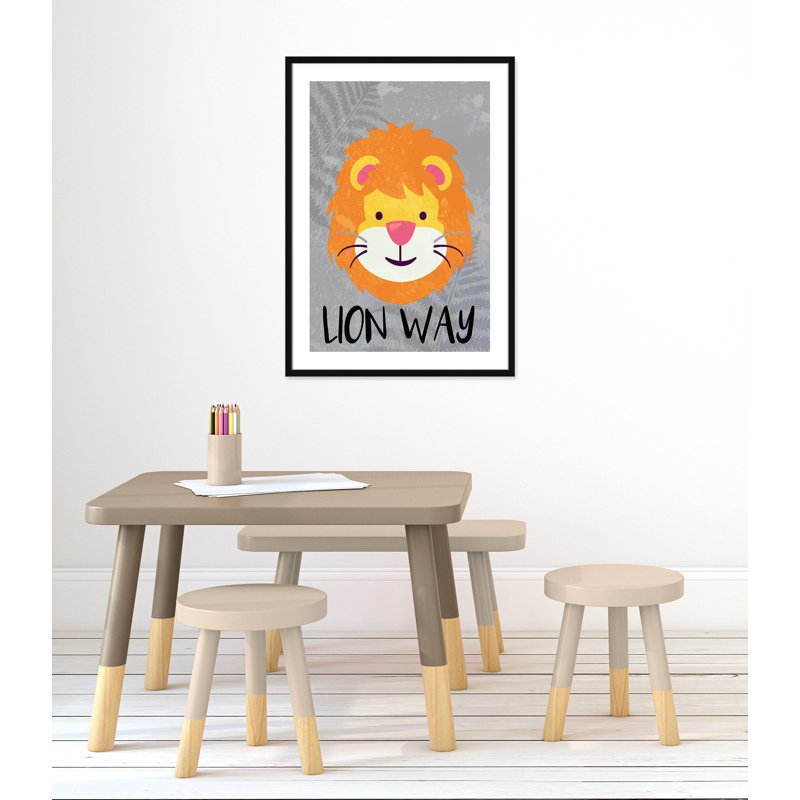 Impression sur papier Lion Way, H 34,5 po x l 24 po x P 1,18 po, Encadré de boîte noir
