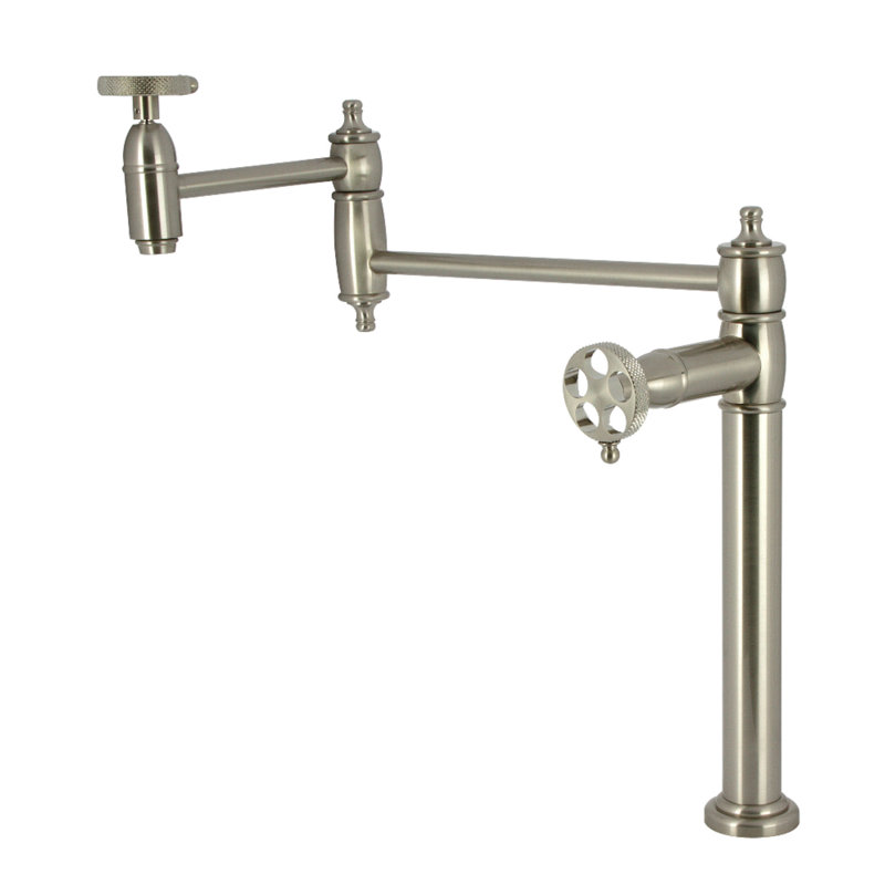 Robinet remplisseur de robinet à deux poignées à 1 trou avec poignée moletée Kingston Brass Webb, Nickel brossé