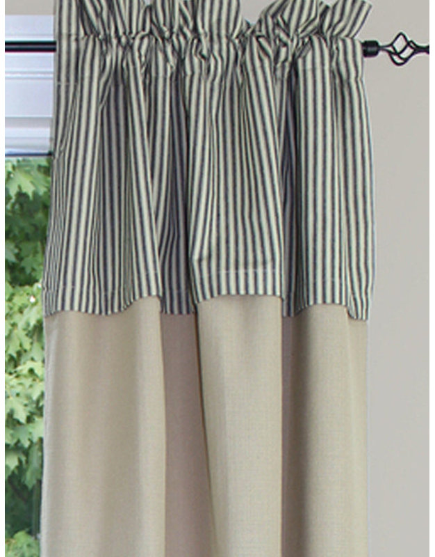 Paire de rideaux occultant en coton Abruscato, Noir / beige, 72 po x 63 po