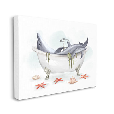 " Relaxing Dolphins Swimming Bathtub Nautical Starfish " by Ziwei Li