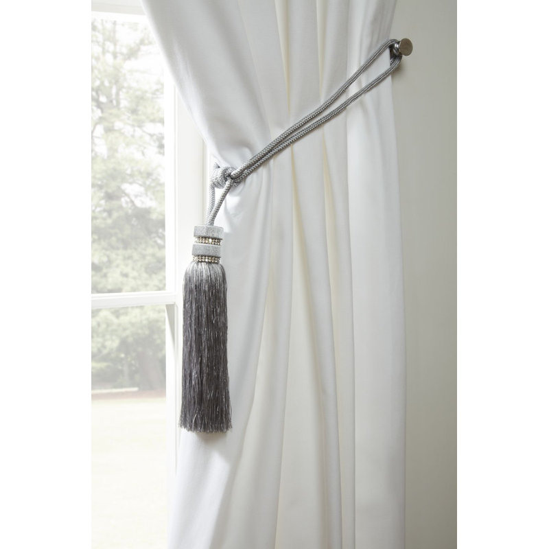 Currie Beige Polyester 60cm Curtain Holdback/Tieback, Silver