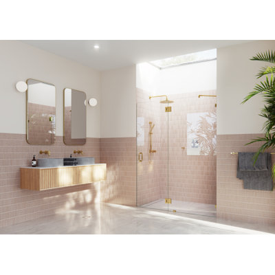 Halo 55.5 in. x 78 in. Frameless Glass Hinge Shower Door
