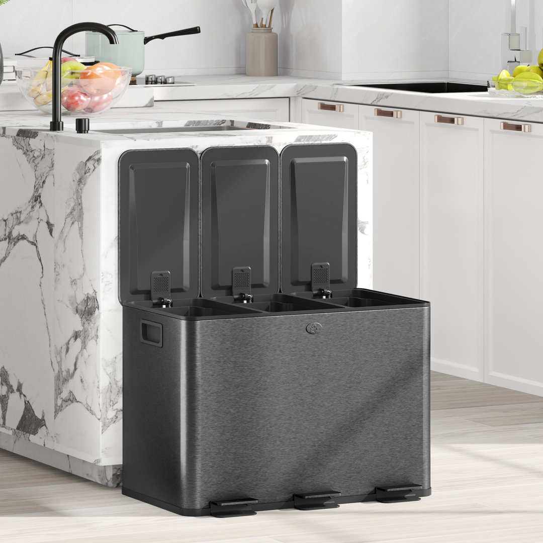 Stainless Steel 60 Litre Step On Multi Compartments Trash Bin
