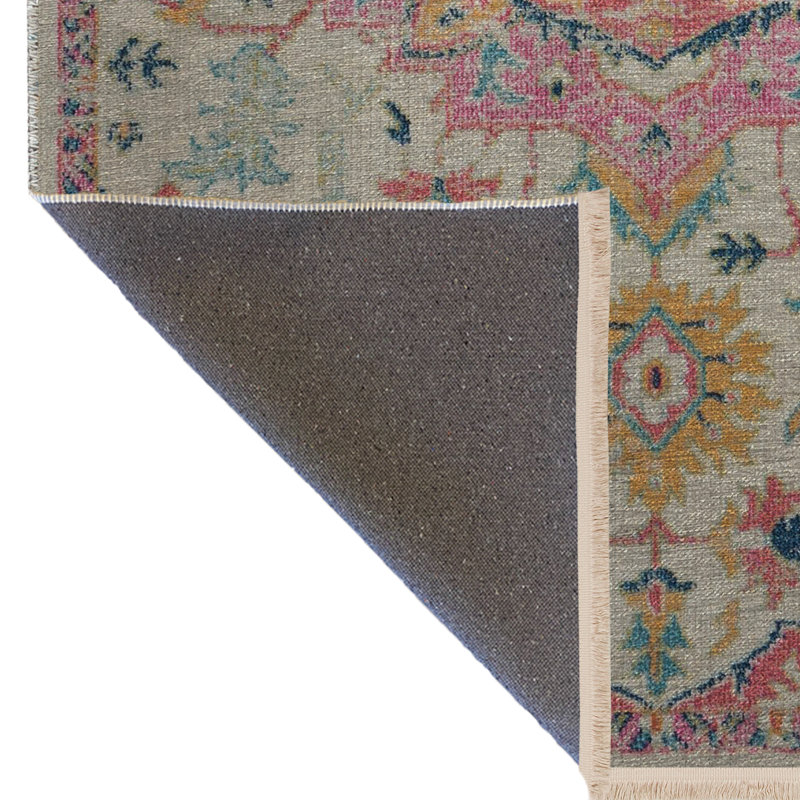 Tapis décoratif rétro multicolore à motif floral, Rectangle 3 pi 11,24 po x 5 pi 10,87 po