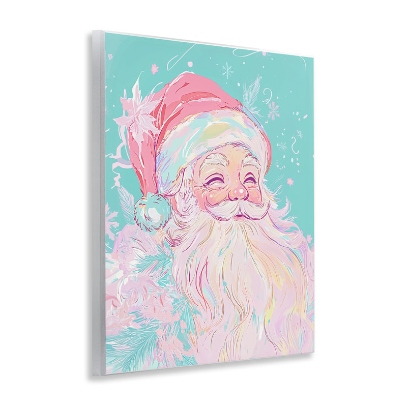 Plaque murale Pastel Jolly Santa Claus, design par Arlington Prints