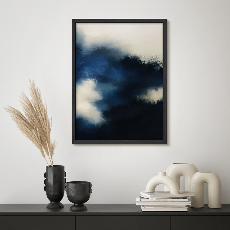 Reproduction d'art encadrée abstraite pour décoration intérieure moderne, H 10 po x l 8 po, Noir
