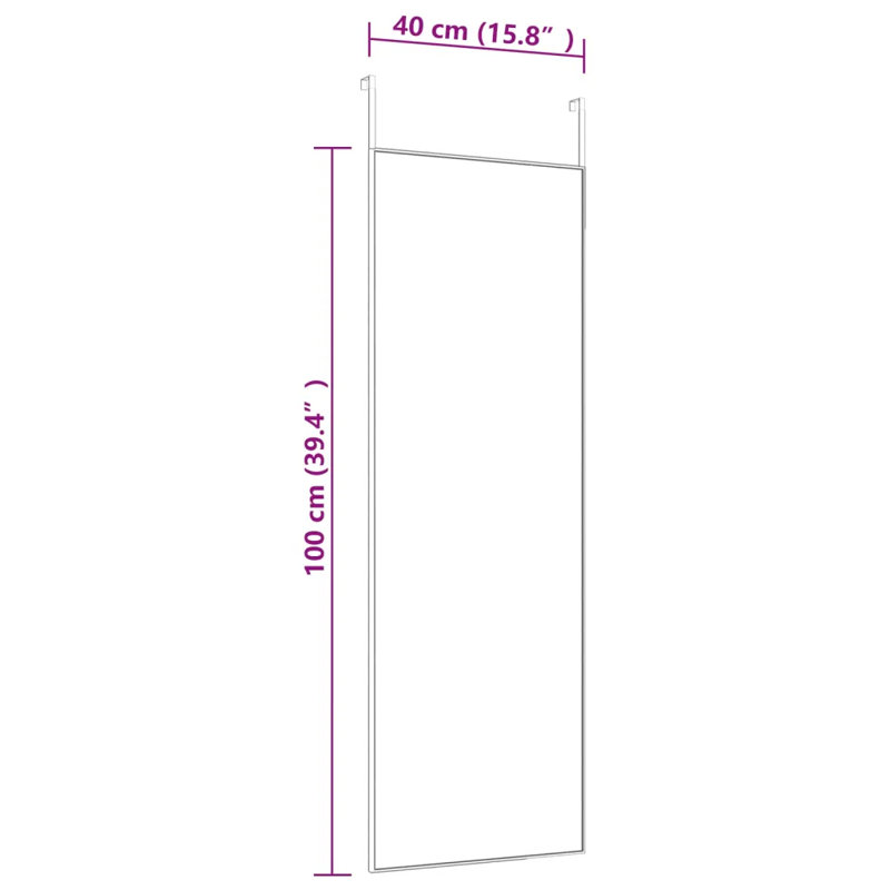Jerl Metal;Glass Flat Wall Mirror, 100cm H x 40cm W, Black