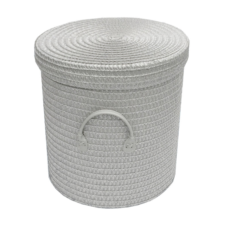 Fabric Laundry Hamper with Handles, Light Grey, 43cm H x 40cm W x 40cm D