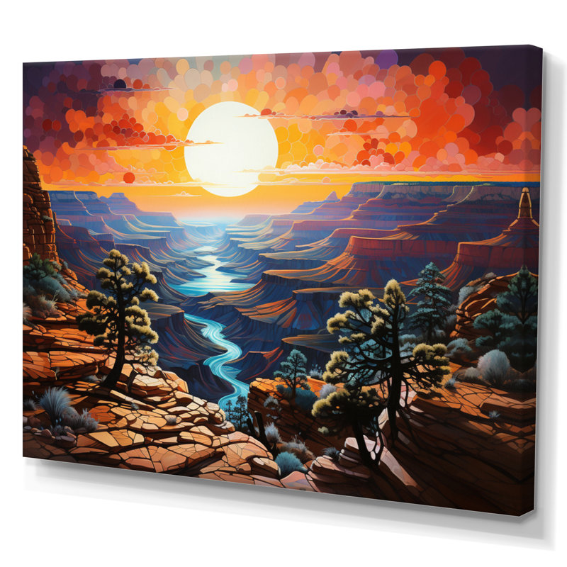 «Canyon Luminosité Pointillism I» sur toile, H 34 po x l 44 po x P 1,5 po, Toile tendue