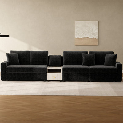 Canapé modulaire de 132,5 po avec accoudoirs de rangement et console centrale pour le salon