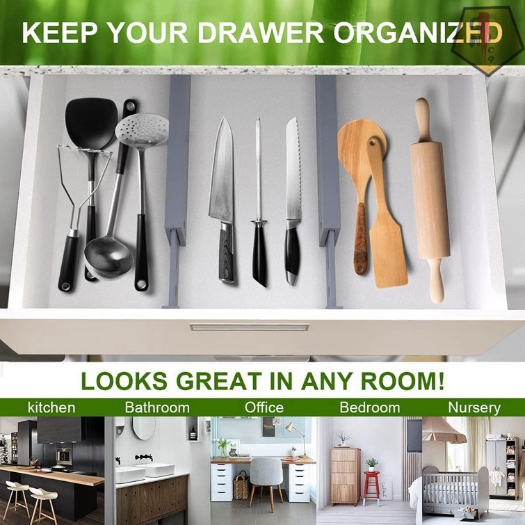 Bamboo Drawer Dividers with Inserts 17-22 - Perfect Adjustable Drawer  Dividers for Clothes, Kitchen, Dresser, Bedroom & Drawer Dividers  Organizer