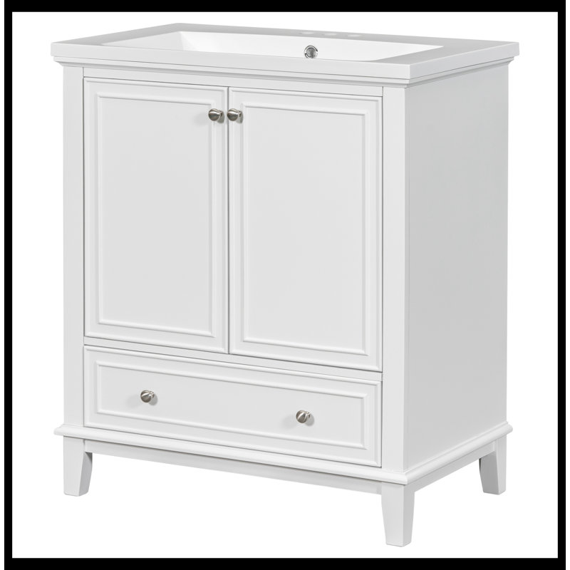 Ensemble de meuble-lavabo avec portes et tiroir 30 po, Blanc