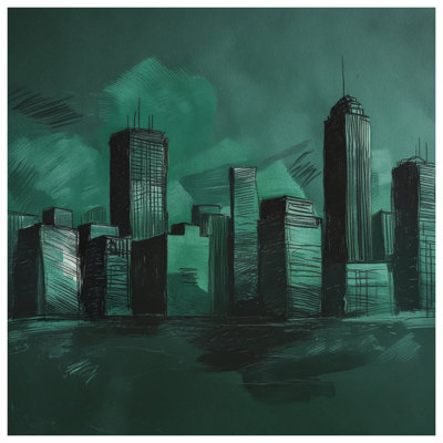 Green City Skyline Double Sided Throw Pillows