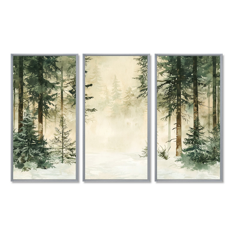 «Minimalist Winter Forest Landscape I - Winter Landscape», ensemble de reproduction d'art mural, H 32 po x l 48 po