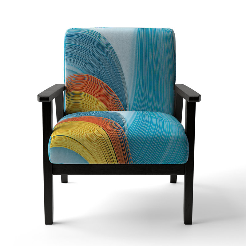 Chaise et fauteuil d'appoint rembourrés Fractal Blue and Orange Junction