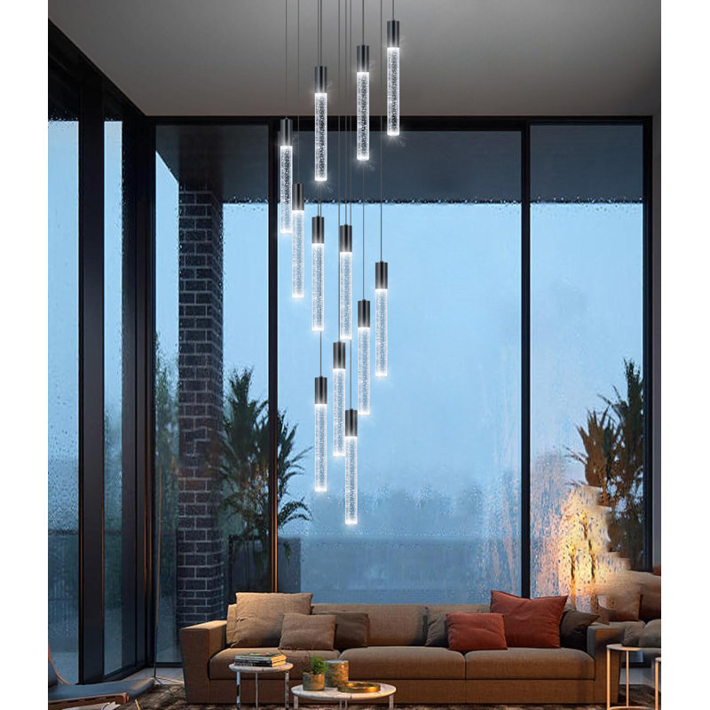 Laverna 12 - Light Dimmable LED Cylinder Chandelier, Black 