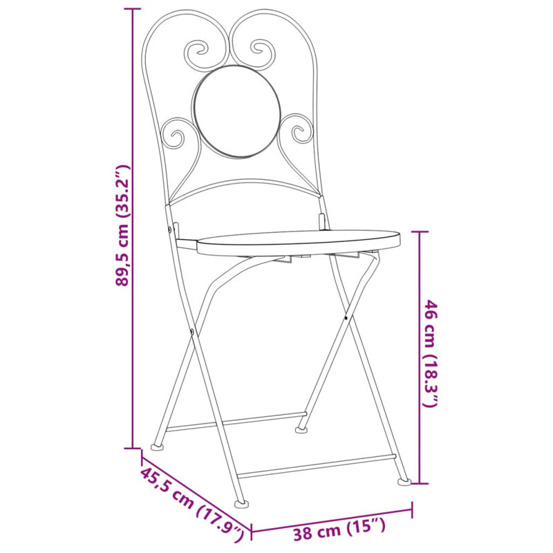 Chaise pliante d'extérieur pliante pour terrasse en céramique, Blue/White